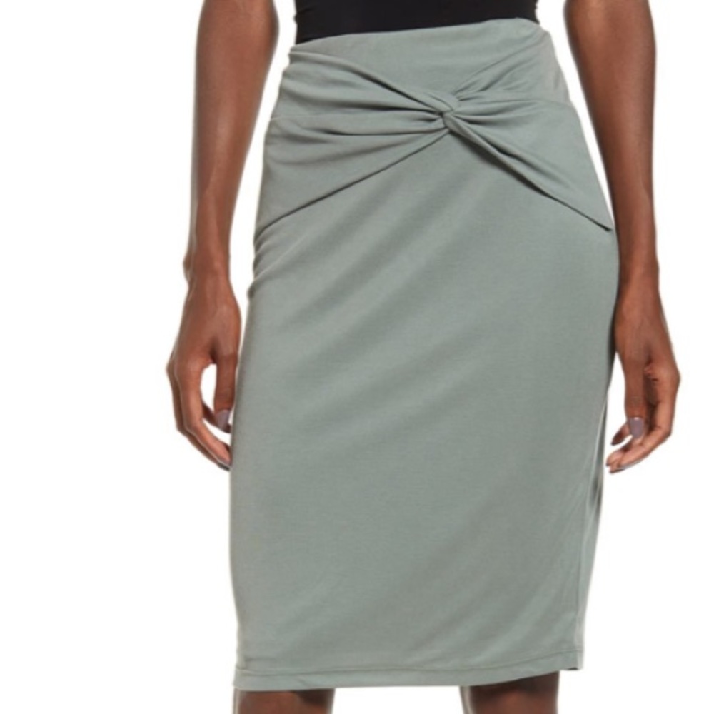 Splendid modal pencil skirt knot detail Medium lined sage green
